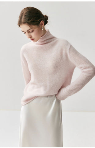 Women's Cashmere Silk Turtleneck Sweater Lightweight Luxury Knit Top