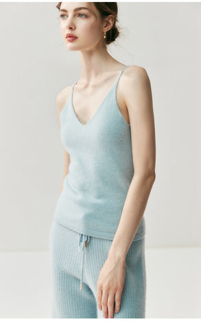 Women's Cashmere Lightweight V-Neck Knit Camisole Tank Top