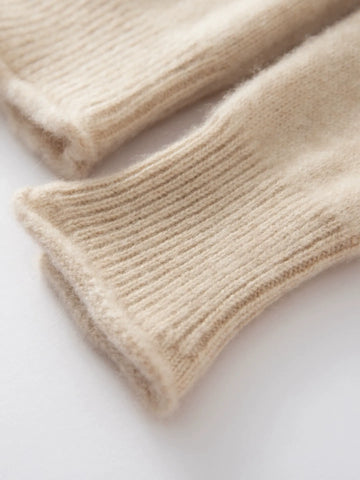 Soft Lightweight Raglan Sleeve Knit Pullover Cashmere Wool Turtleneck Sweater
