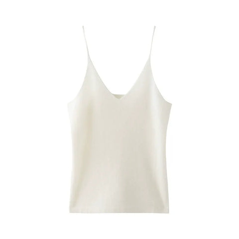 Women's Cashmere Lightweight V-Neck Knit Camisole Tank Top