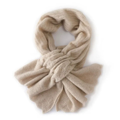 Soft Winter Wrap 100% Cashmere Buff con bordes festoneados para mujeres
