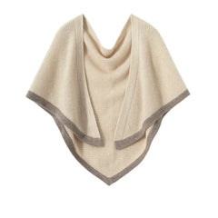 Two-Tone Pure Cashmere Knitted Poncho Shawl Cape Triangle Scarf