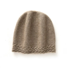 Braided Edge 100% Cashmere Soft Hat Cable Knit Outdoor Beanies