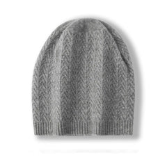 100% Cashmere Knit Slouchy Cable Beanie Ribbed  Hat