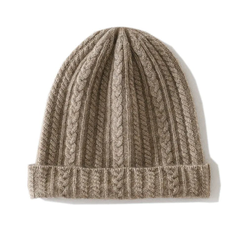 Women Hats Cashmere Thicken Warm Cable Knit Beanie