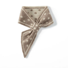 Knit Pure Cashmere Short Decoration Neckerchief Polka Dot Bow Scarf