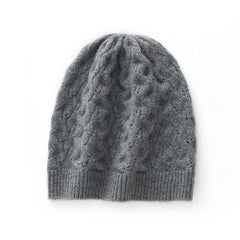100% Cashmere Cable Knit Beanie Hat Warm Soft Slouchy Skull Cap