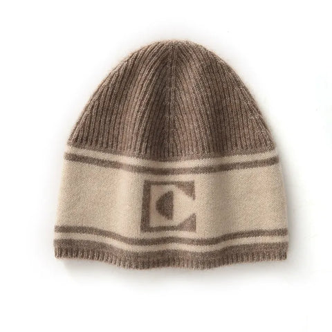 Striped Beanie Cap Versatile Slouchy Warm Winter Knit Hat for Men & Women