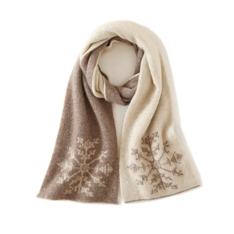 Festive Snowflake Embroidered Pure Cashmere Jacquard Christmas Scarf
