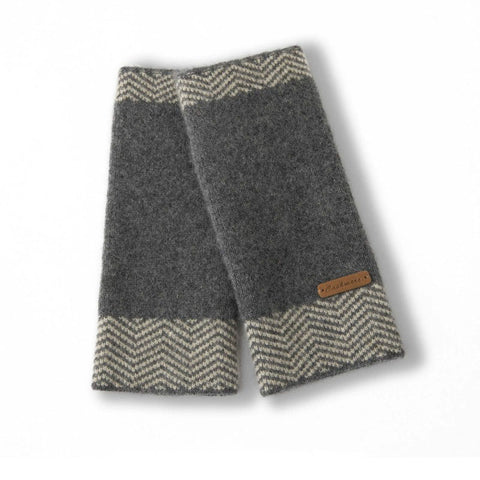 Unisex Chevron Border Cashmere Knit Fingerless Gloves