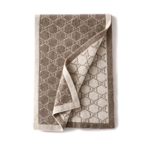 100% de cachemira patrón de monograma reversible jacquard bufanda