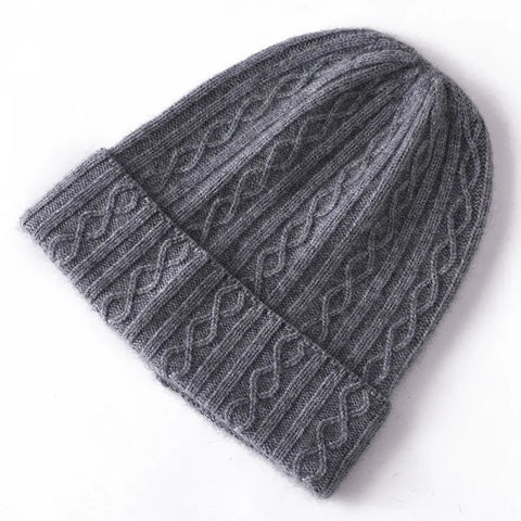 Women&Men Winter Hat 100% Pure Cashmere Knitted Cable Beanie Bonnet