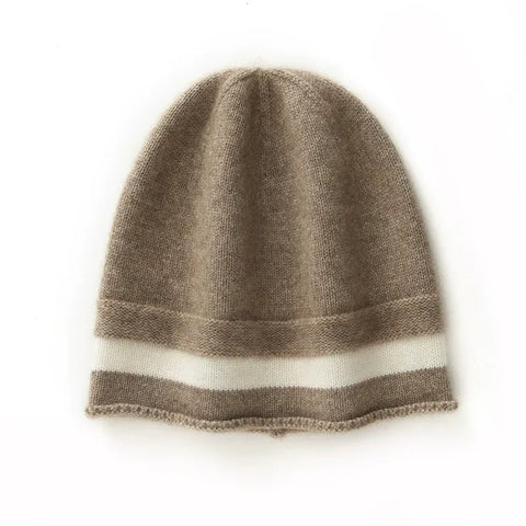 Pure Striped Color Matching Cashmere Hats Winter Warm Knitted Beanie