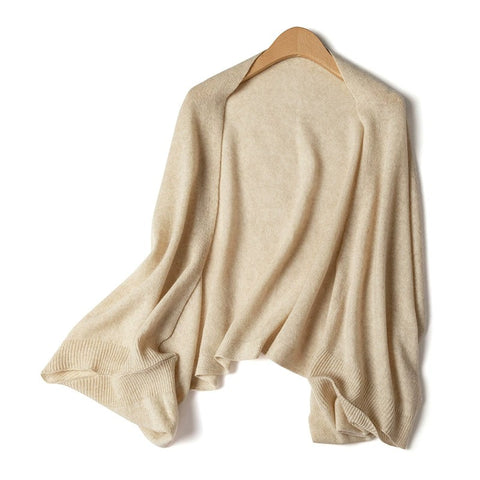 Women's Knitted Warm Cashmere Cape Draped Over Dual-purpose Scarf