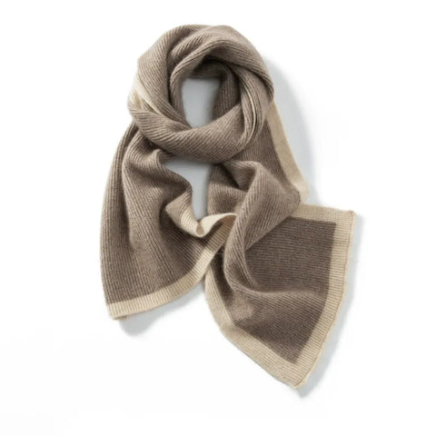 Comfortable 100% Pure Cashmere Two-Tone Contrast Edge Shawl