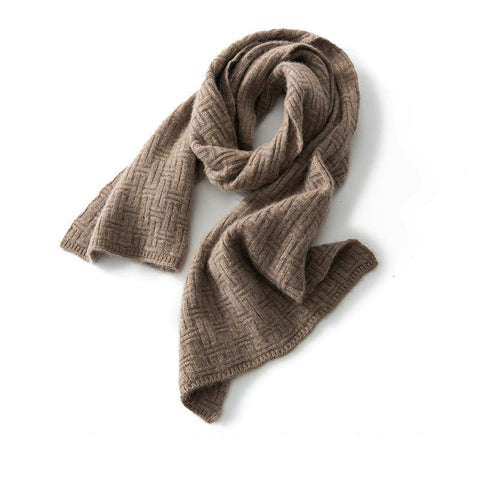 Ribbed Pure Cashmere Textured Knit Pattern Wrap Scarf
