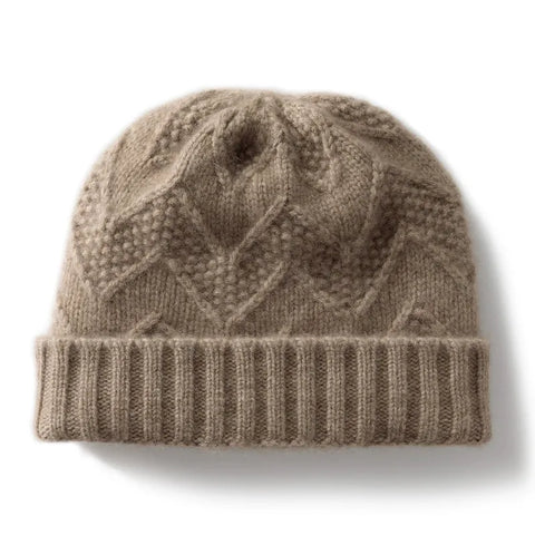 Pure Cashmere Beanie Warm Soft Knitted Unisex Outdoor Ribbed Cuff Hat