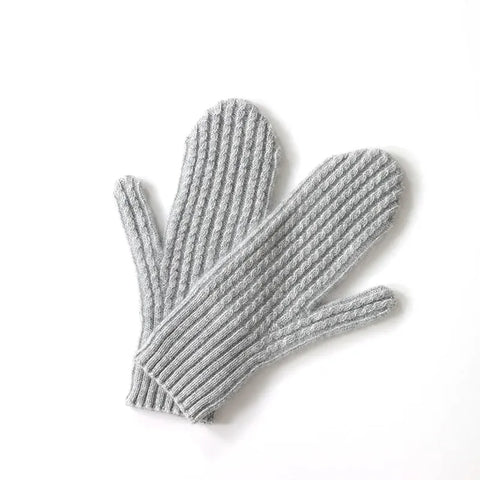 Winter Soft Warm Ribbed Pure Cashmere Knitted Gloves Mittens