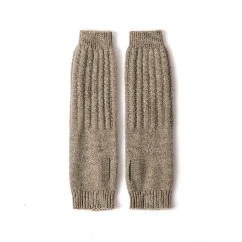 Luxury Knit Fingerless Sleeves 100% Cashmere Mittens Arm Warmers