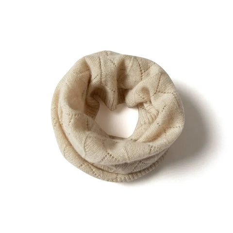 Soft Neck Ladies Lace Cable 100% Cashmere Knit Snood Scarf