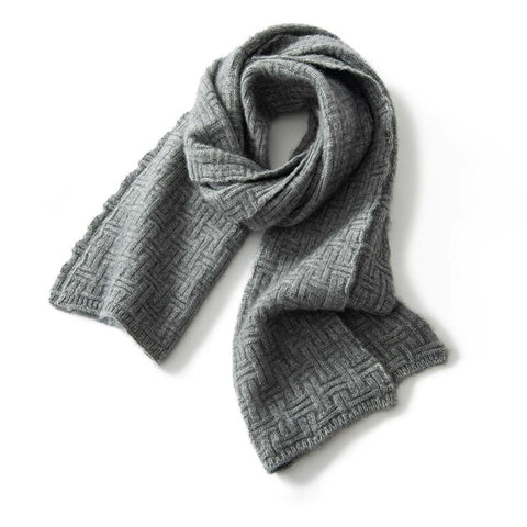 Ribbed Pure Cashmere Textured Knit Pattern Wrap Scarf