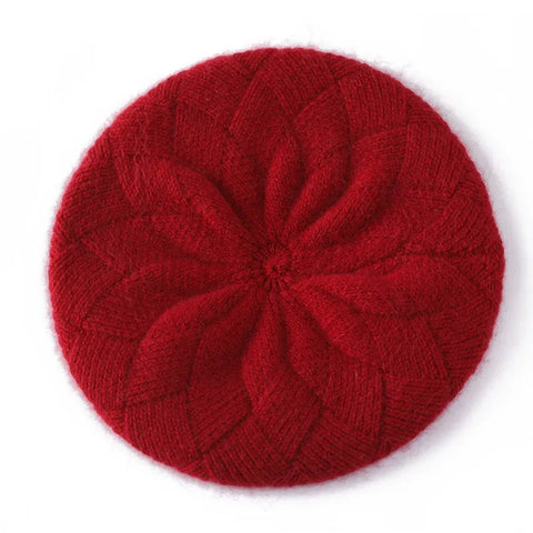 Women 100% Cashmere Beret Hat French Artist Style Soft Knit Cap