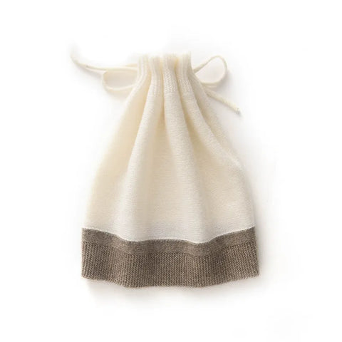 Dual-purpose Neck Cover Cashmere Drawstring  Two-Tone Knit Hat