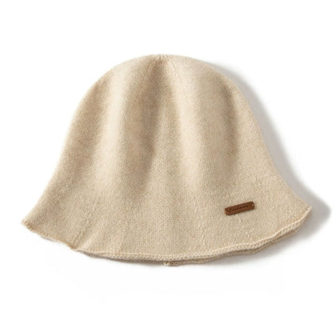 100% Pure Cashmere French Winter Warm Knitted Bucket Hat for Women