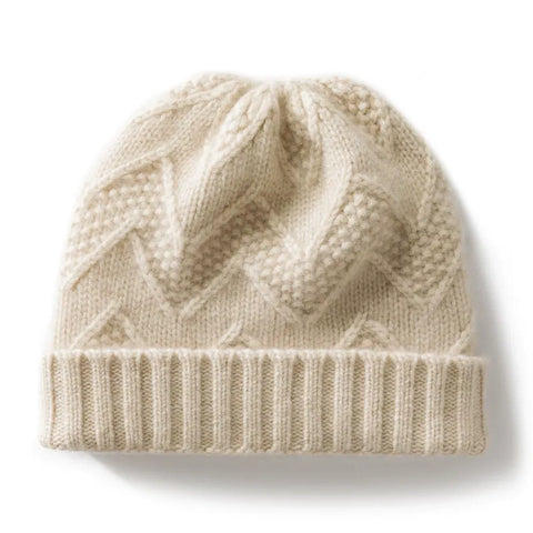 Pure Cashmere Beanie Warm Soft Knitted Unisex Outdoor Ribbed Cuff Hat