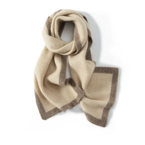 Comfortable 100% Pure Cashmere Two-Tone Contrast Edge Shawl