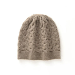 100% Cashmere Cable Knit Beanie Hat Warm Soft Slouchy Skull Cap
