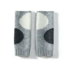 Soft 100% Cashmere Fingerless Gloves with Geometric Dots Arm Warmers