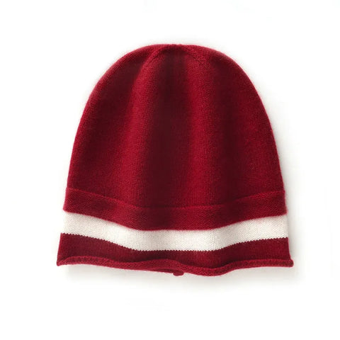 Pure Striped Color Matching Cashmere Hats Winter Warm Knitted Beanie