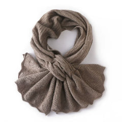 Soft Winter Wrap 100% Cashmere Scarf with Scalloped Edges