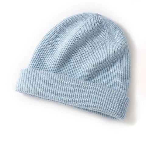 Soft Speckled Knit Winter Hat Luxury Ribbed Cashmere Beanie