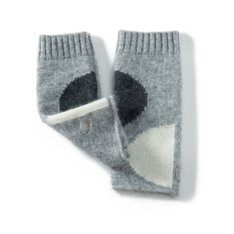Soft 100% Cashmere Fingerless Gloves with Geometric Dots Arm Warmers