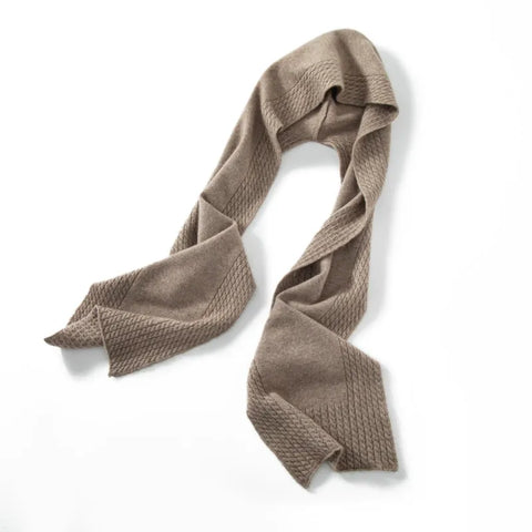 100% Cashmere Knit Luxury Hooded Scarf Wrap with Ribbed Trim Hat