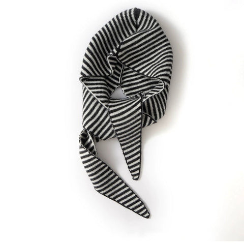 Women Winter Knitted Striped Hooded Skull Shawls Warm Knitted Hat