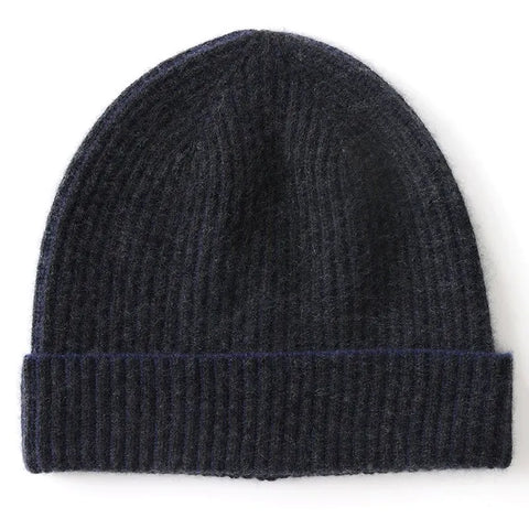 Unisex Ribbed Stripe Cashmere Cap Classic Foldover Striped Hat
