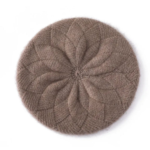 Women 100% Cashmere Beret Hat French Artist Style Soft Knit Cap