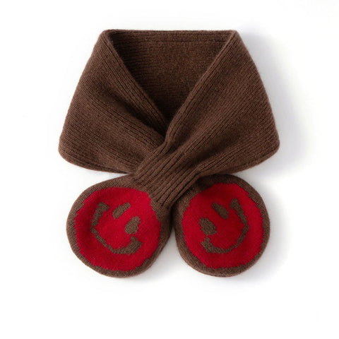 Pure Cashmere Scarf with Smiley Face Design Comfortable Neckerchief