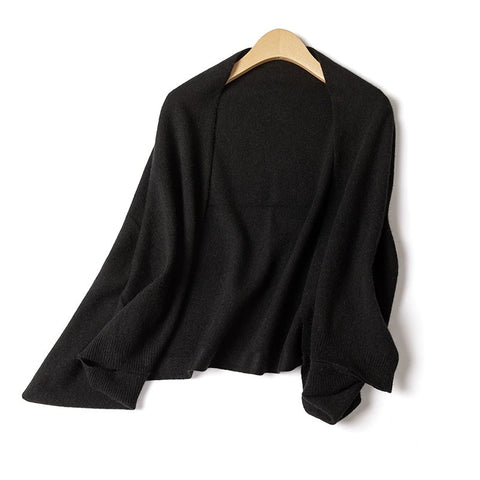 Women's Knitted Warm Cashmere Cape Draped Over Dual-purpose Scarf