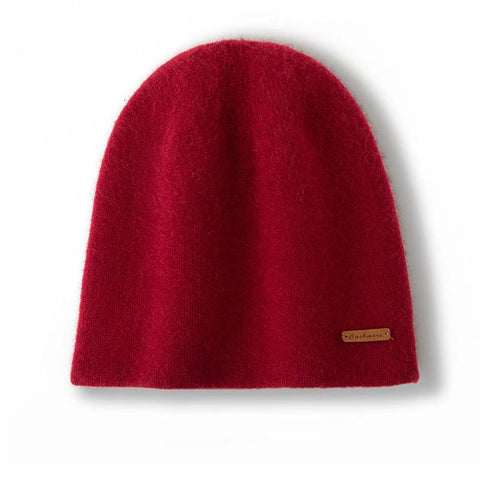 100% Cashmere Winter Beanie Double-sided Two Colors Hat for Men or Women