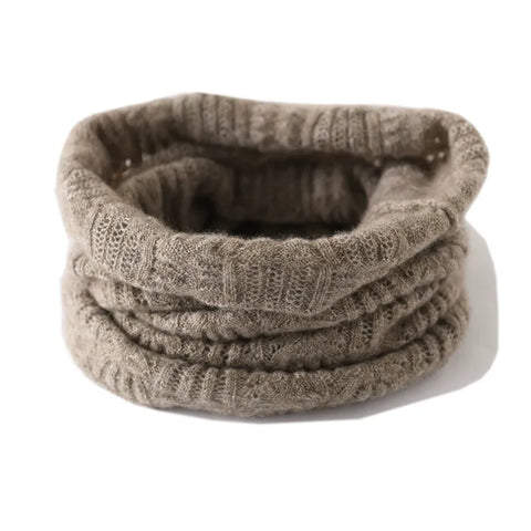 Knitted 100% Cashmere Neck Warmer Soft Hollow Ribbed Winter Snood