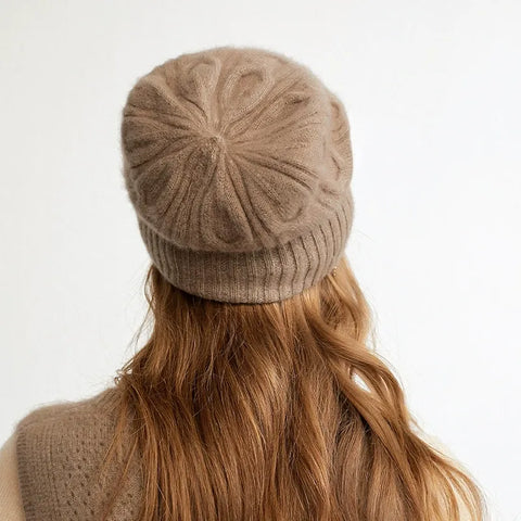 100% Cashmere Slouchy Ribbed Beanie Bonnet Hat Warm Knit Caps Skullies