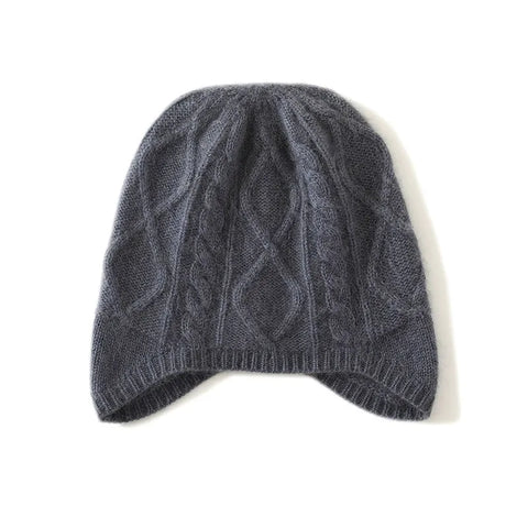 Cashmere Cable Knit Beanie Hat Soft Warm Winter Ear Protection