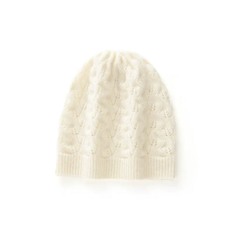 100% Cashmere Cable Knit Beanie Hat Warm Soft Slouchy Skull Cap