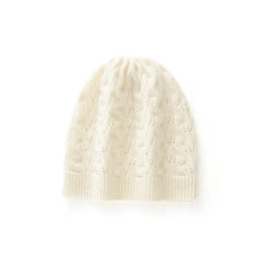 100% Cashmere Cable Knit Beanie Hat Warm Soft Slouchy Skull Cap