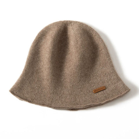 100% Pure Cashmere French Winter Warm Knitted Bucket Hat for Women