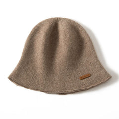 100% Pure Cashmere French Winter Warm Knitted Bucket Hat for Women